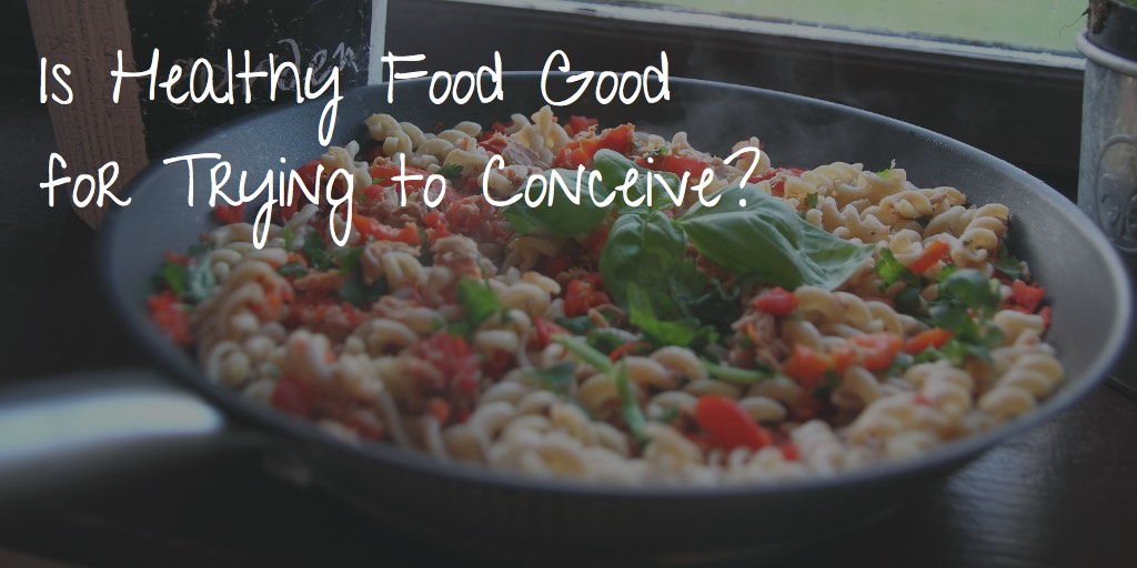 Photo backdrop of buckwheat dish for the text- Is Healthy Food Good For Trying to Conceive